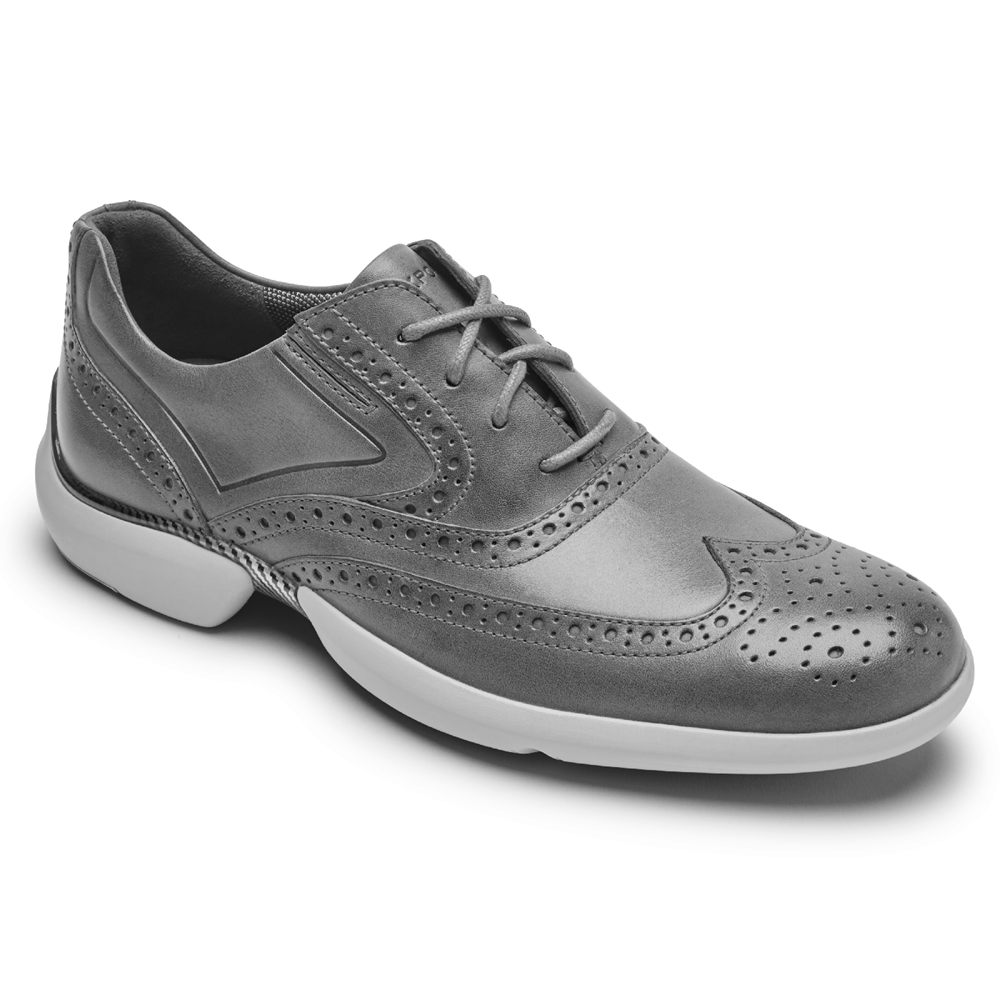 Rockport Mens Lace Up Grey - Total Motion Advance Wingtip - UK 437-YTKRFX